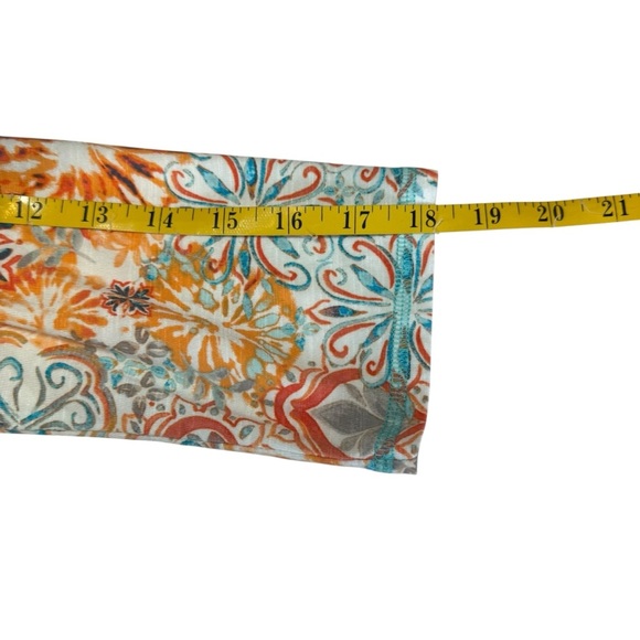 T By Talbots Orange Freshwater Medallion Split Neck Ruched Side Top Medium EUC - Picture 7 of 10